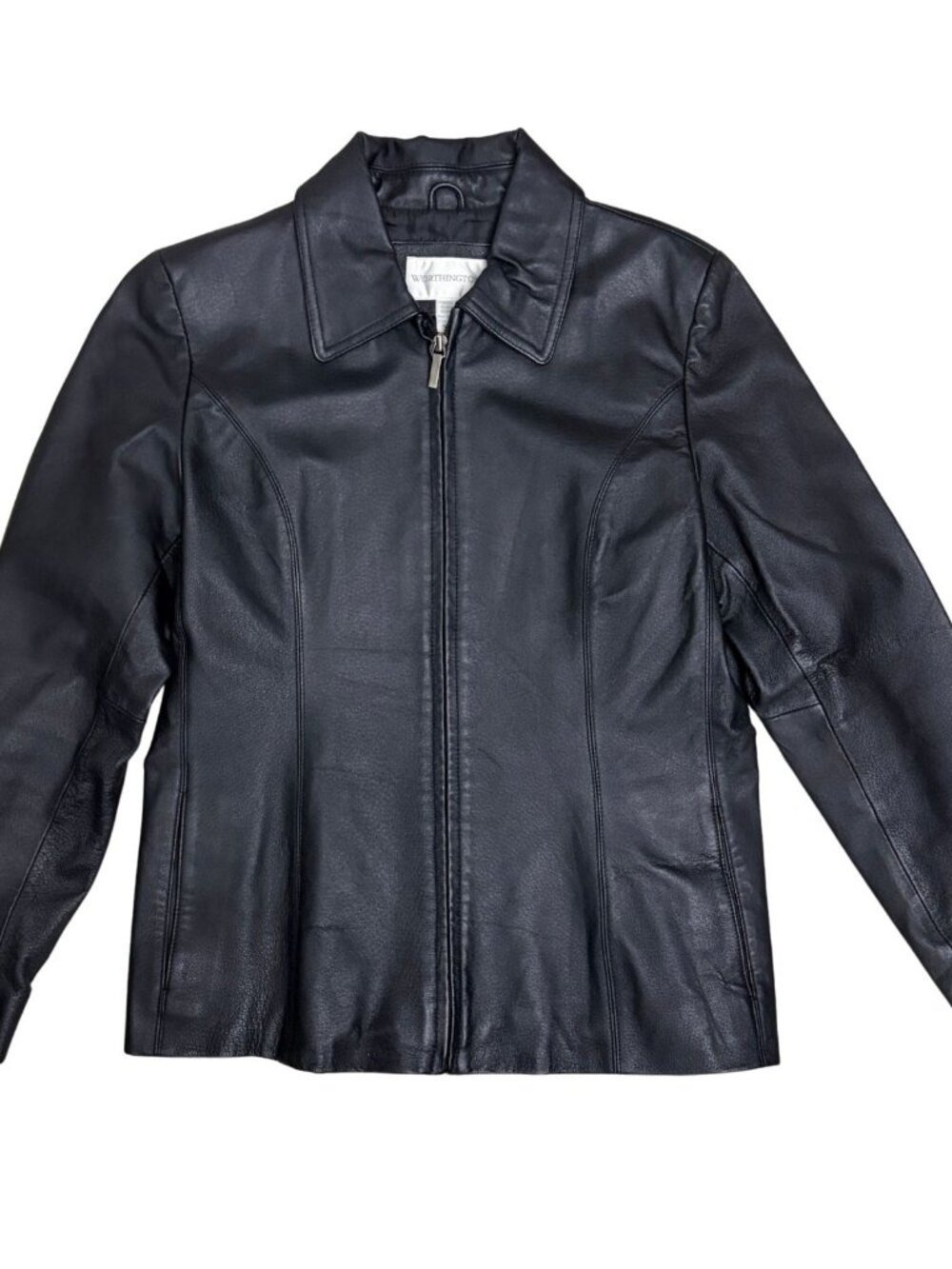 WORTHINGTON Leather Coat Designer Y2K Lined Business Casual Jacket Women Medium